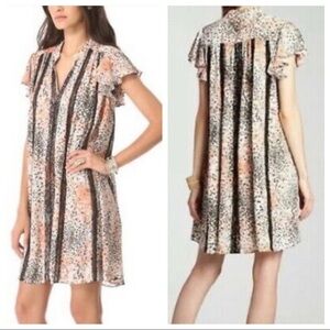 BCBGMAXAZRIA LIBBY Lace Stripe Floral Print Dress